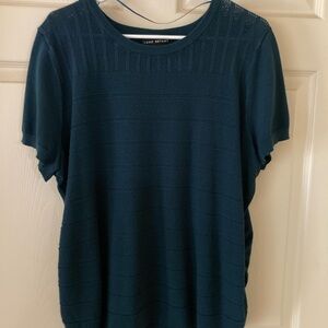 Lane Bryant Relaxed Blue Ribbed Tee